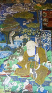 Painting of the benign monk in Pemyangtse monastery