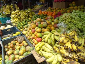 Heps of fruits in the market in Munnar