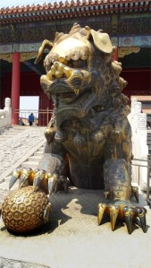 Guardian lion in the forbidden city