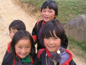 schoolgirls, Phobjika valley, Bhutan
