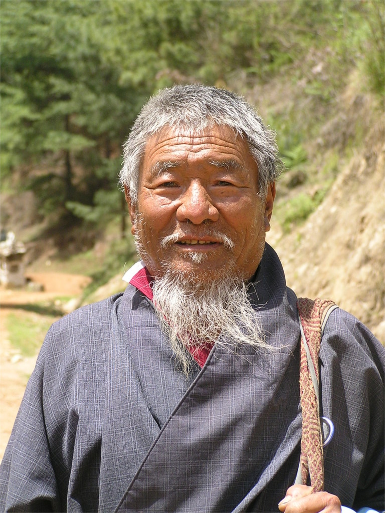 Pilgrim, on road to Punakha, Bhutan
