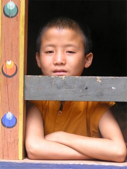 Novice monk, Punakha monastery, Bhutan